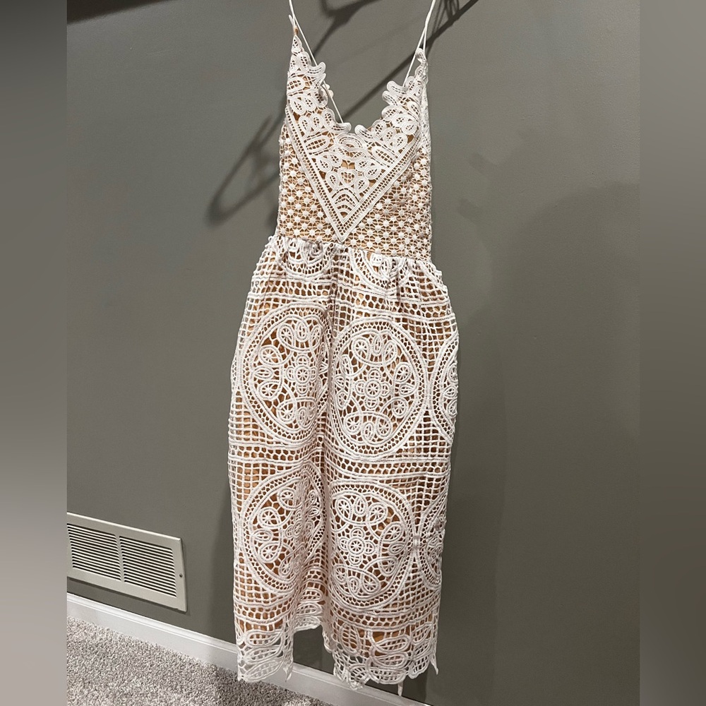 White Lace Midi Dress